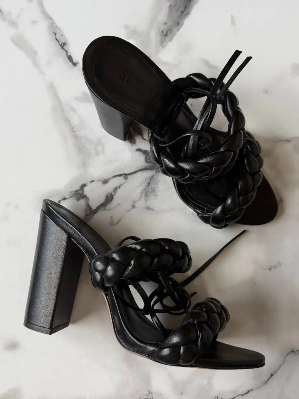SCHUTZ Zarda Black Block Heel Sandals Size 7